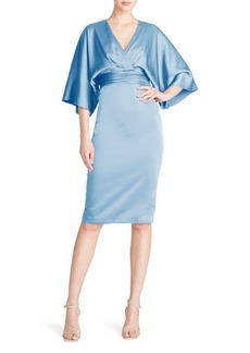 Theia Blouson Sleeve Satin Cocktail Dress