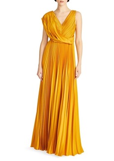 Theia Breanne Pleated Satin Gown