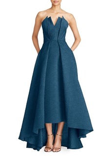 Theia Imogen Texture Strapless High-Low Gown