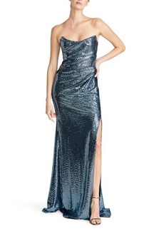Theia Skye Sequin Strapless Gown