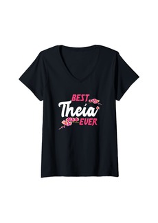 Womens Best Theia Ever - Greek Aunt Gifts V-Neck T-Shirt