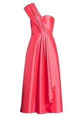 Theia Zibeline Tea-Length Cocktail Dress
