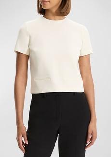 Theory Admiral Crepe Short-Sleeve Crop Top 