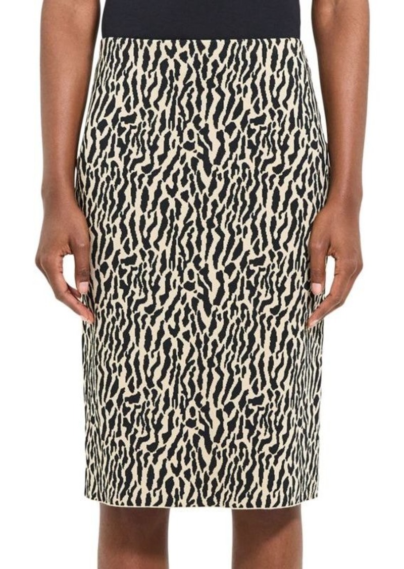 Theory Animal-Print Jacquard Midi Skirt