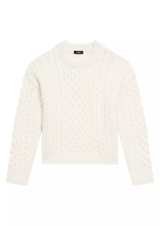 Theory Aran Wool-Cashmere Cable-Knit Sweater