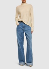 Theory Asymmetric Ribbed Wool Blend Top