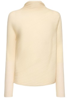 Theory Asymmetric Ribbed Wool Blend Top