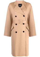 Theory belted double-breasted mid-length coat