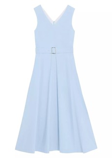 Theory Belted Linen-Blend Midi-Dress