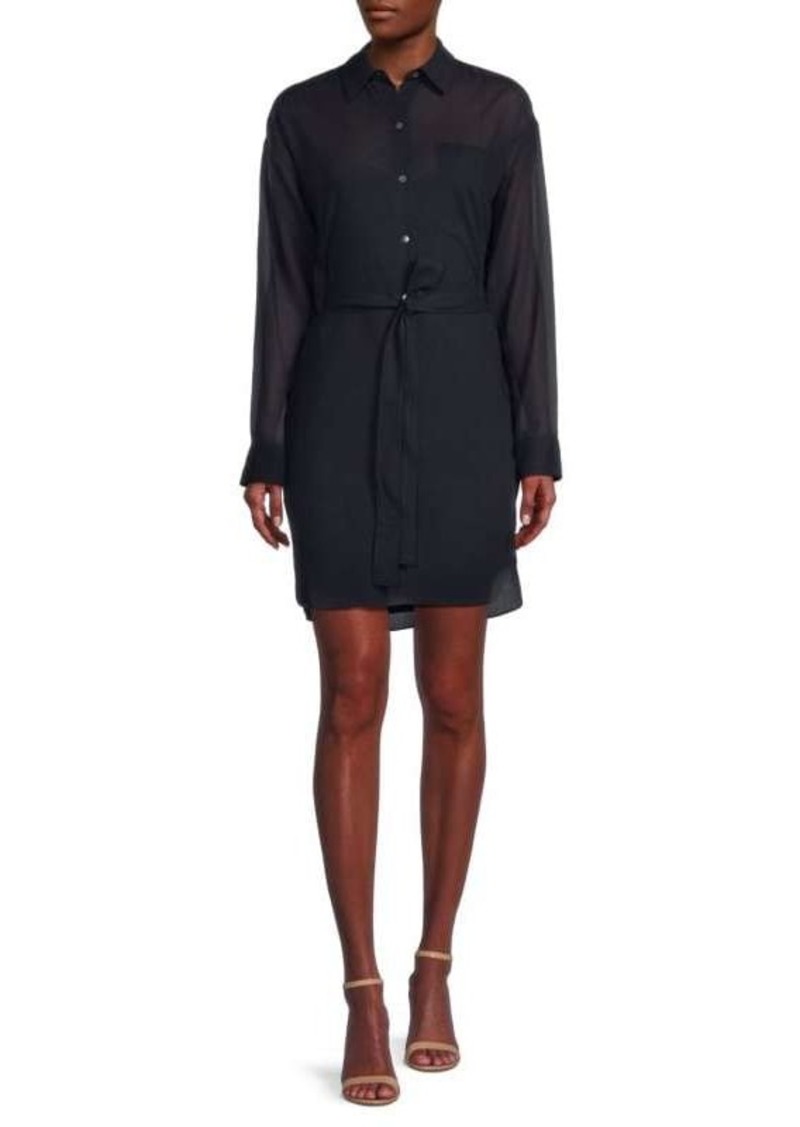 Theory Belted Wool Blend Mini Shirtdress