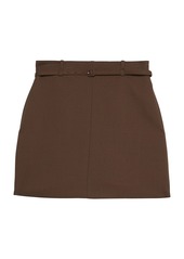 Theory Belted Wool-Blend Mini Skirt