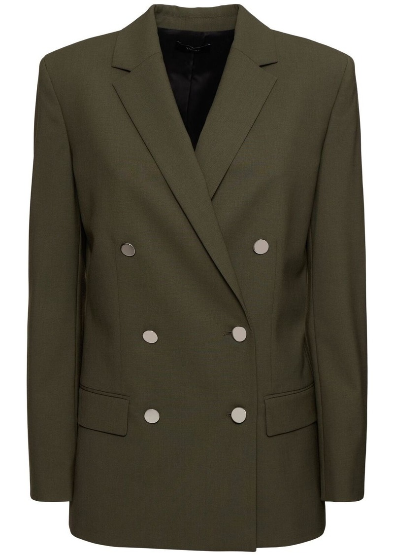 Theory Boxy Double Breast Wool Blend Blazer