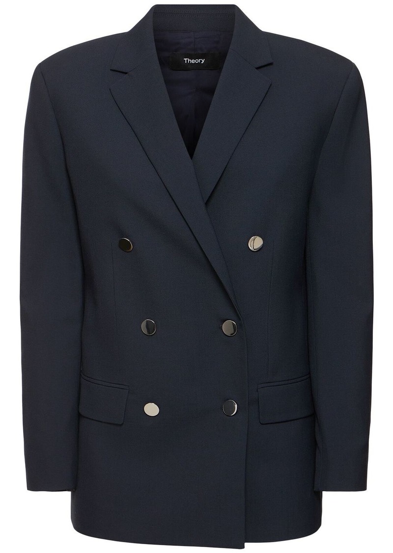 Theory Boxy Double Breast Wool Blend Jacket