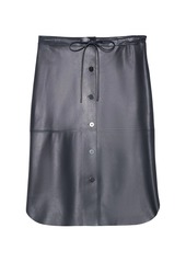 Theory Button-Front Lamb Leather Skirt