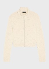 Theory Cashmere and Wool Cropped Mock-Neck Cardigan