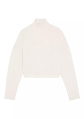 Theory Cashmere Rib-Knit Cropped Turtleneck Sweater