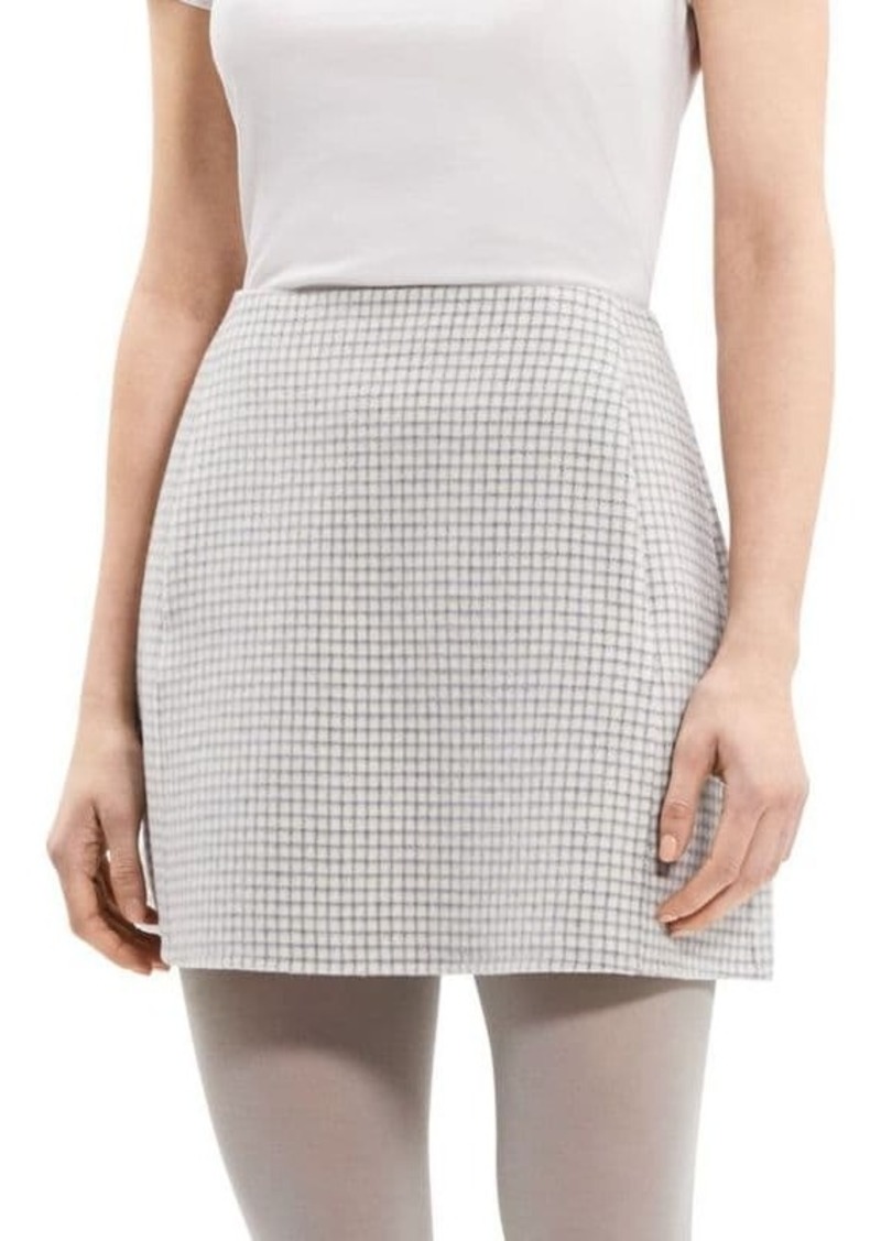 Theory Checked Wool Mini Skirt