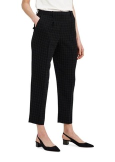 Theory Checkered Pleated Crop Trousers