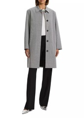 Theory Checkered Stretch Wool Car Coat