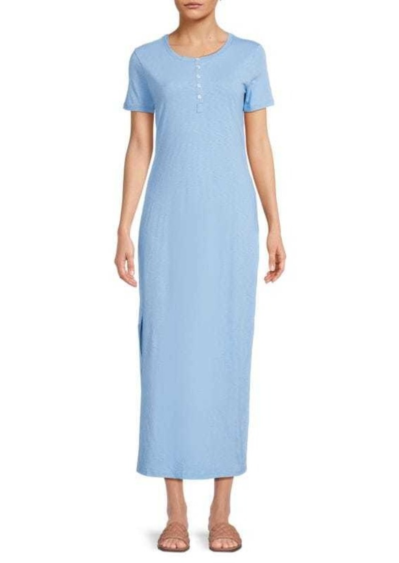 Theory Cherryal Side Slit Pima Cotton Midi Dress