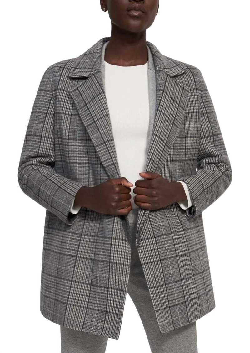 Theory Clairene West Plaid Jacket In Grey Multi