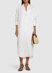 Theory Cotton Blend Poplin Midi Shirt Dress