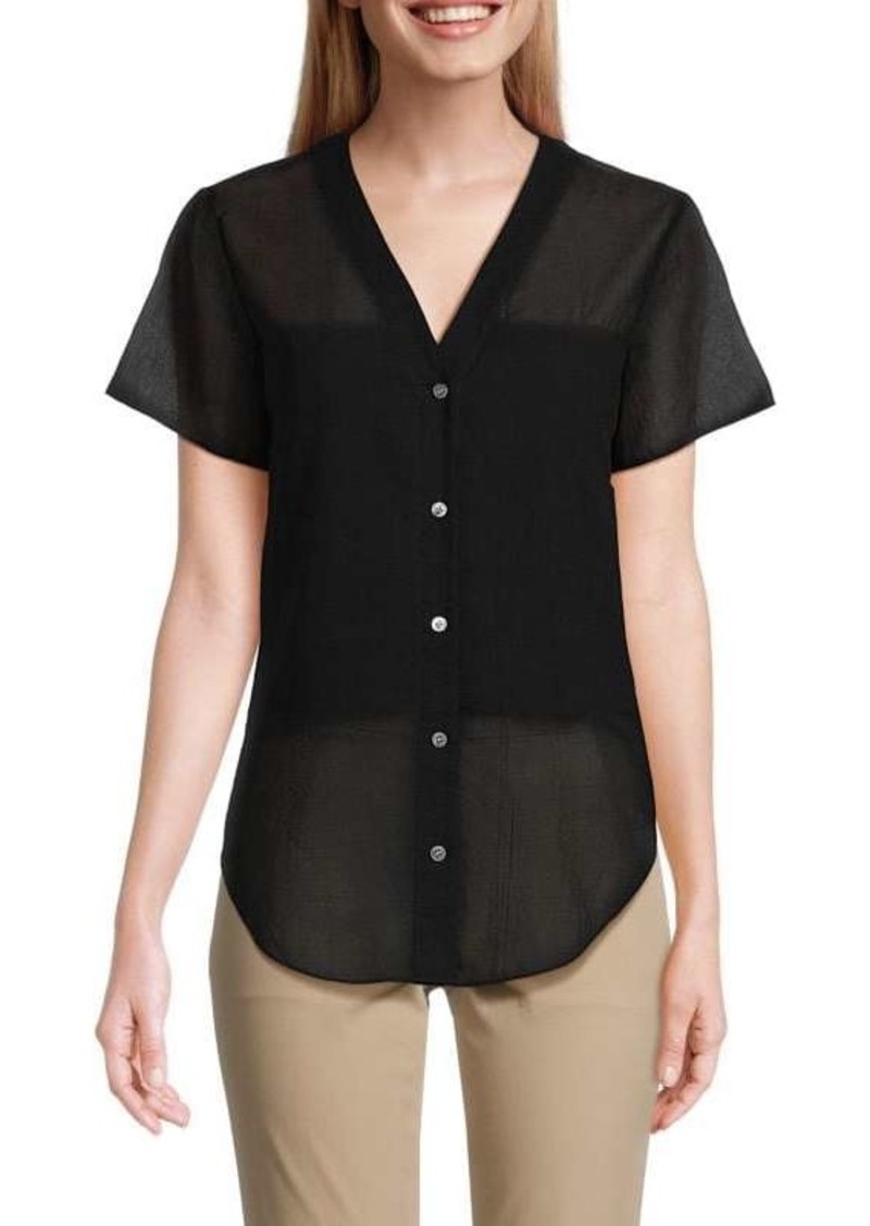 Theory Cotton Button Front Shirt