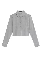 Theory Cotton Striped Cropped Shirt