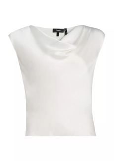 Theory Cowl Neck Cap-Sleeve Top