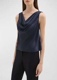 Theory Cowl-Neck Sleeveless Crushed Satin Top