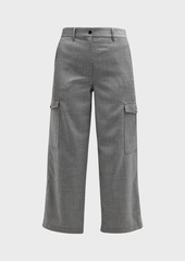 Theory Cropped Sleek Flannel Straight Cargo Pants