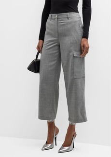 Theory Cropped Sleek Flannel Straight Cargo Pants