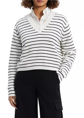 Theory Cropped Striped Knit Sweater