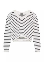 Theory Cropped Striped Knit Sweater