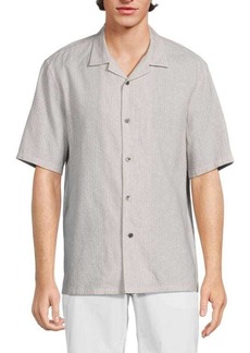 Theory Daze Pinstripe Linen Blend Camp Shirt