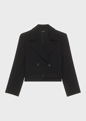 Theory Double-Breasted Admiral Crepe Crop Trench Coat