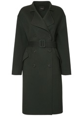 Theory Double Breasted Belted Wool Coat