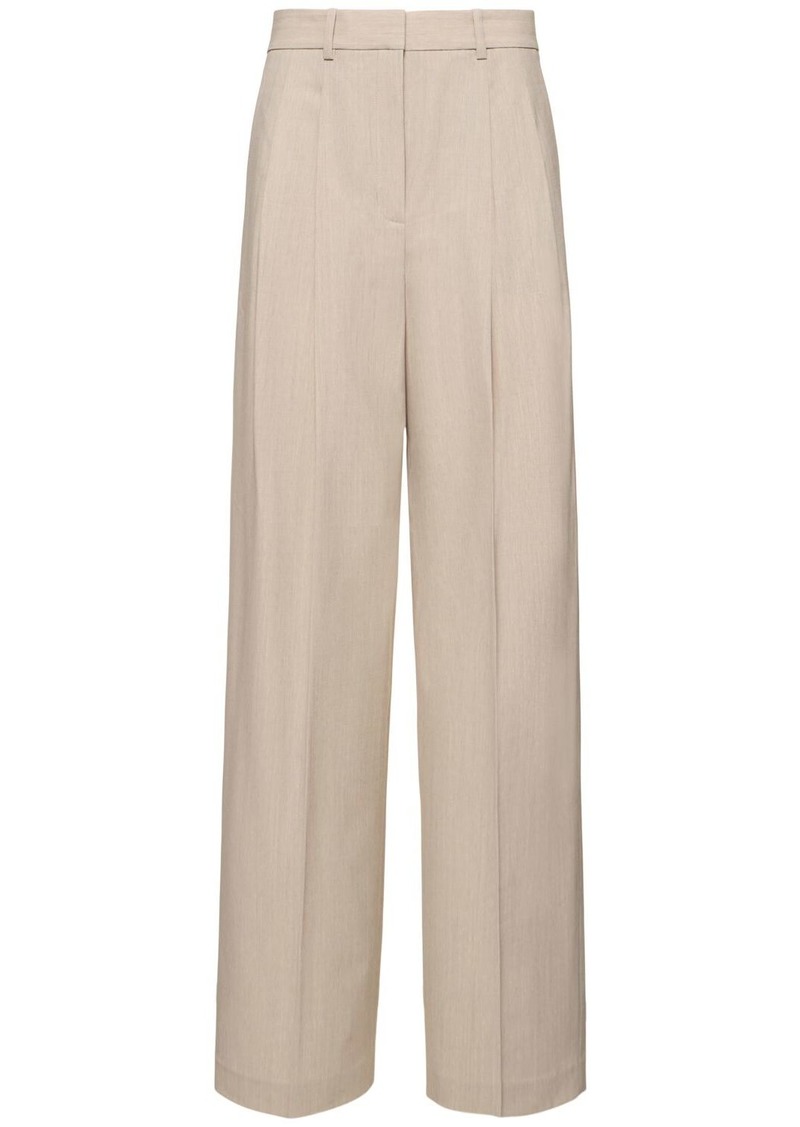 Theory Double Pleated Wool Wide Pants