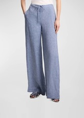 Theory Draped Hemp Drawstring Wide-Leg Pants