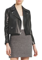 Theory Faux Leather Cropped Moto Jacket