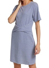 Theory Front Twist Stripe Linen Cotton Tee Dress