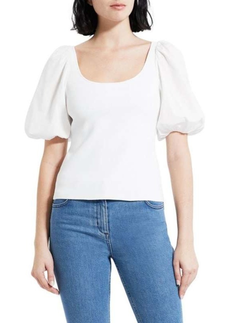 Theory Glosse Puff-Sleeve Top