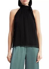 Theory Halter Bow Silk Top