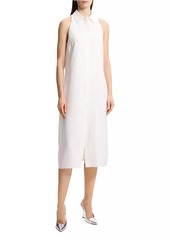 Theory Halter Linen-Blend Sleeveless Shirtdress