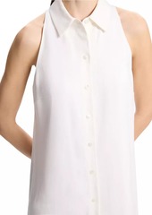 Theory Halter Linen-Blend Sleeveless Shirtdress