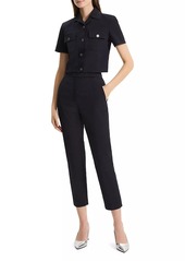 Theory High-Rise Cotton-Blend Straight Crop Pants