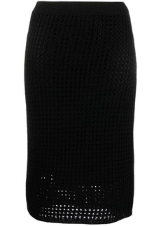 Theory high-rise open-knit pencil skirt