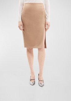 Theory High-Waist Side Slit Sleek Flannel Skirt