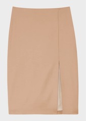 Theory High-Waist Side Slit Sleek Flannel Skirt