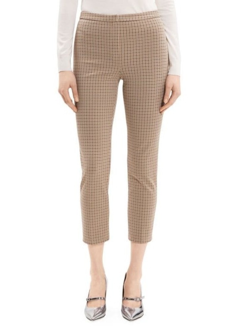 Theory Houndstooth Slim Cropped Trousers